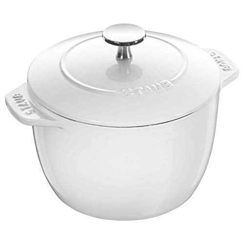 STAUB Cocotte redondo de hierro fundido de 16 cm, color blanco puro