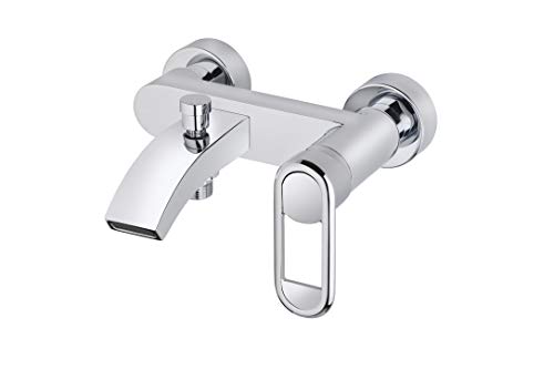 Strohm Teka - Grifo cascada para bañera NEXOS. Monomando de baño/ducha con anti-ruido, cartucho cerámico y anti-retorno, plata