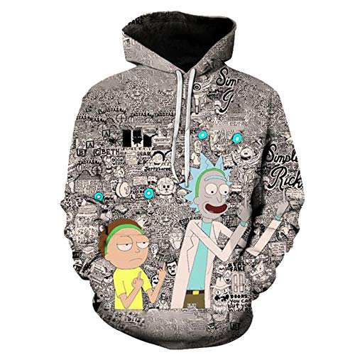 Sudaderas Unisex Novedosas, Otoño Invierno Mujer Tops Sueltos De Manga Larga, Jersey Informal con Estampado De Rick Y Morty con Bolsillo,A,M