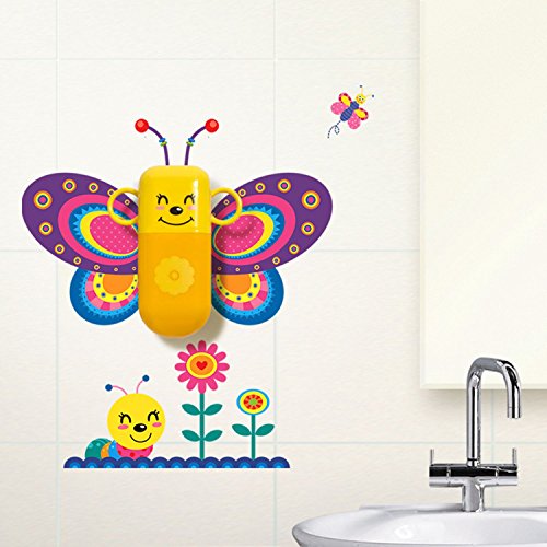 SuperStudio LO+DEMODA Set de Limpieza Dental con Vinilo para Pared, diseño Butterfly, PVC y PP, 3.5x36.799999999999997x39.700000000000003 cm