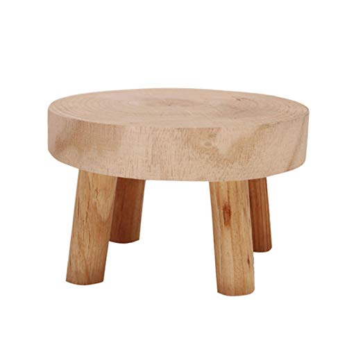 SUREH Soporte de madera en maceta, pequeño para macetas, para interiores y exteriores, de madera, minitaburete, expositor de plantas, decoración rústica