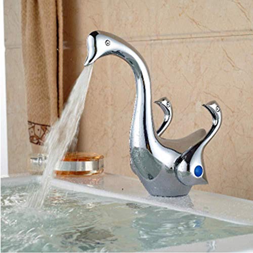 Swan Style - Grifo doble para grifo monomando para lavabo grifo monomando cromado montaje en cubierta