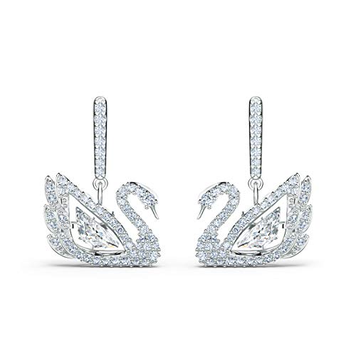 Swarovski Women's Dancing Swan Pierced Earrings, Pair of Sparkling Swans with Swarovski White Crystals, from the Swarovski Dancing Swan Collection