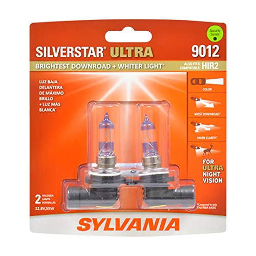 SYLVANIA - 9003 SilverStar Ultra - High Performance Halogen Headlight Bulb, High Beam, Low Beam and Fog Replacement Bulb, Brightest Downroad with Whiter Light, Tri-Band Technology (Contains 2 Bulbs)