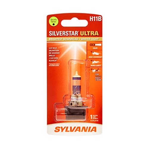 SYLVANIA - H11B SilverStar Ultra - High Performance Halogen Headlight Bulb, High Beam, Low Beam and Fog Replacement Bulb, Brightest Downroad with Whiter Light, Tri-Band Technology (Contains 1 Bulb)