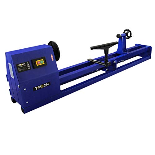 T-Mech Torno de madera (400W W, torno Ø 350mm, ancho de punta 100cm, soporte para herramientas, marco de guía estable, transmisión por correa en V)