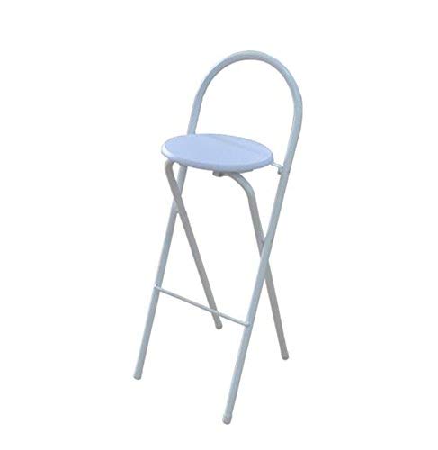 Taburete alto/taburete de bar/casa plegable del respaldo de la silla/moderna minimalista Silla de la barra/sentarse silla alta plegable 75cm (Color: Blanco) Mesa plegable práctica