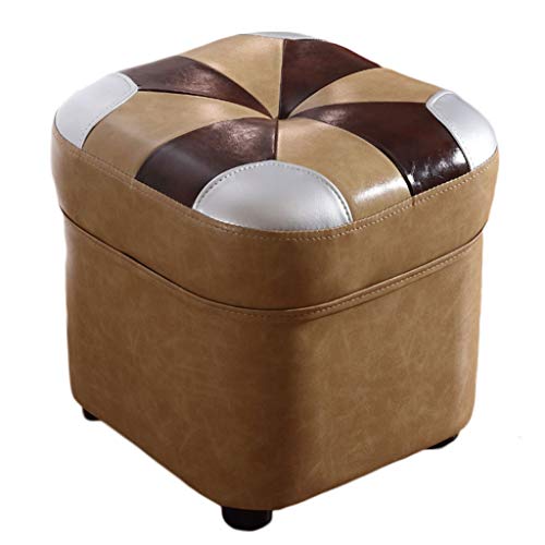 Taburete Bajo Pequeño Reposapies Puff Sofa Salon Oficina Escabel, 36x36x38cm, Negro, H070ZJ (Color : Brown)