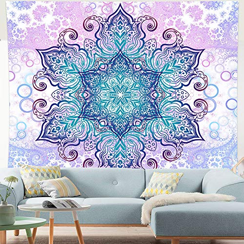 Tapiz de mandala indio para colgar en la pared tapiz psicodélico bohemio colorido tapiz hippie misterioso y estético para dormitorio sala de estar decoración de pared tapiz artístico（Verde）(L)