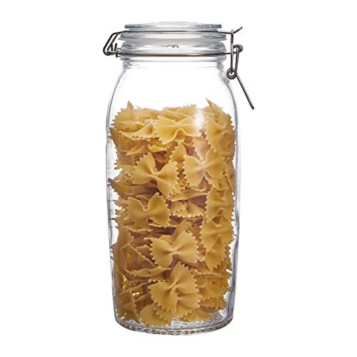 Tarros de vidrio con tapas de clip en la parte superior,tarros herméticos de almacenamiento de mermelada de vidrio – Tarro de conservación de vidrio para pepino,miel,limón y fruta de la pasión (2,5L)