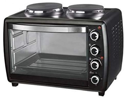 TAURUS White & Brown, Mini Combinado MF260BC, 26L-Horno + 2 placas de cocina, 3000 W, temporizador, negro