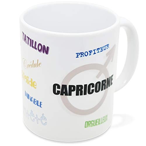 Taza humorística de Capricornio, diseño de signo del zodiaco Druso, idea de regalo original para amigos, pareja, enamorados, hermanas, cumpleaños, Navidad, etc.