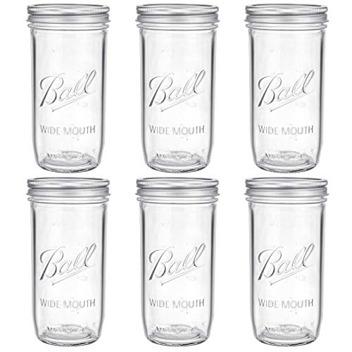 Tebery 700 ml Ball Mason Jar Cap Storage - Juego de 6 tarros de cristal con tapón de rosca de acero inoxidable