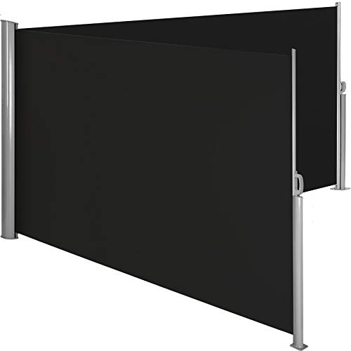 TecTake 800387 Toldo Lateral Doble Separador Retráctil Terraza Protección Jardin de Vivienda y de Base Postes Completo de Aluminio Tamaños (Negro | 200x600cm | No. 402338)