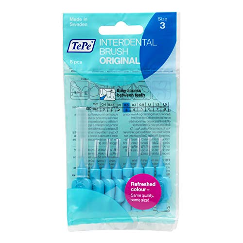 TEPE Cepillos interdentales Original/Palillos interdentales/Tamaño 3, diámetro 0,6 mm/pack de 8, color azul