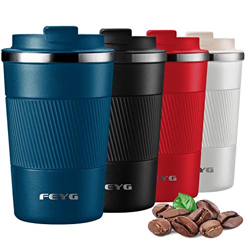 Termo cafe 380ml, FEYG Taza termo cafe para llevar de Acero Inoxidable, Termos pequeños para 100% cafe a Prueba de Fugas para Bebidas Frías y Calientes Bebidas té Café Agua