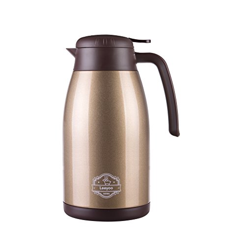 Termo de café aislado al vacío, olla de acero inoxidable, jarra de agua al vacío Pithcher 1500 ml, jarra térmica de tamaño grande, termo de 1,5 l, tapa superior marrón