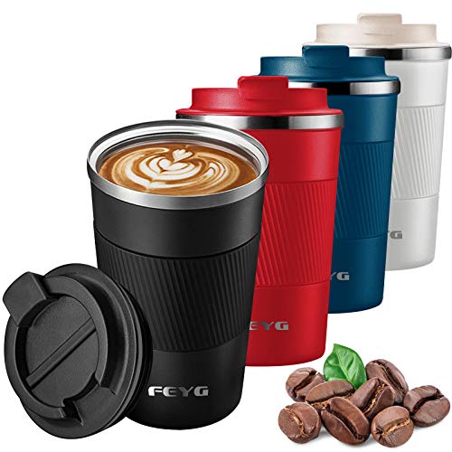 Termo Taza 510ml, Termo Cafe Cafe para Llevar de Acero Inoxidable, Taza de Viaje para 100% Cafe a Prueba de Fugas para Bebidas Frías y Calientes Bebidas té Café Agua (negro-510ml)