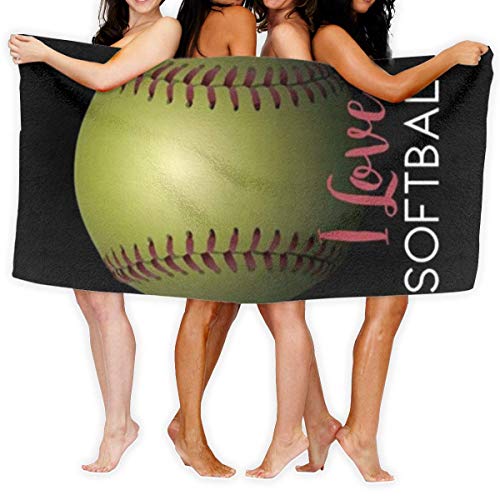 Toallas de playa, I Love Softball de Gran Tamaño de Microfibra Super Absorbente Personalidad Toalla de Baño Toalla de Playa Manta Toallas 90x150cm