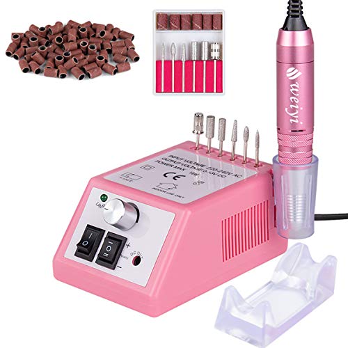 Torno para Uñas Profesional Eléctrica Taladro Máquina 30000 RPM manicura y pedicura portátil con 100 bandas de lijado Rosado