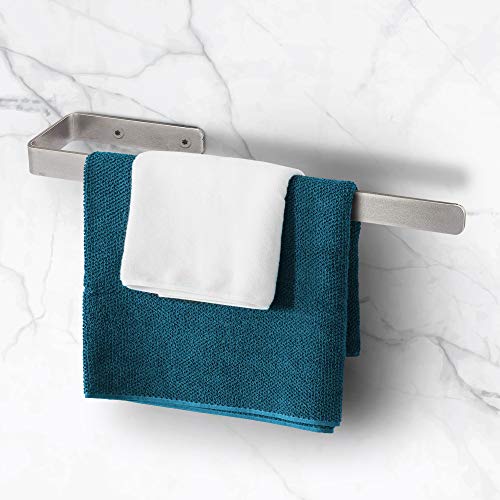 tradeNX - Toallero para baño y cocina, con diseño sencillo y moderno, en acero inoxidable, color plata