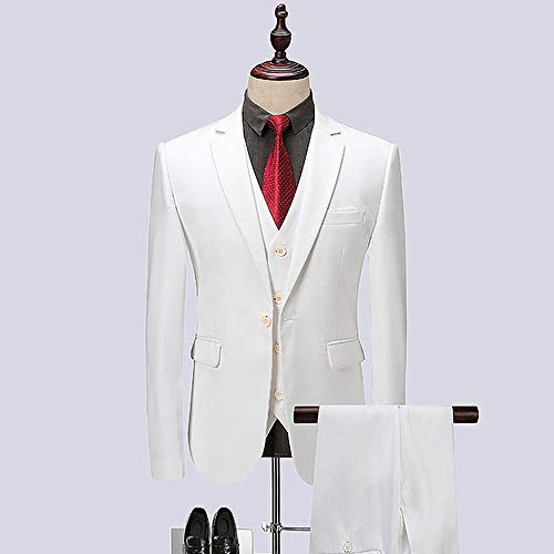 Traje de Hombre de Negocios Traje de 3 Piezas (Chaqueta Chaleco pantalón) Traje de Padrino de Boda Traje de Hombre Traje de Chaqueta Boda-Blanco_5XL_para_89-94_kg