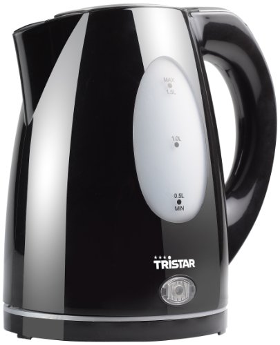 Tristar WK-1335 Hervidora 1,5 l, resistencia integrada, 2000 W, 1.5 litros, Plástico, Negro