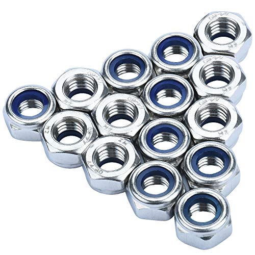 Tuerca hexagonal métrica de acero inoxidable 316 con inserto de nailon M8, paquete de 15