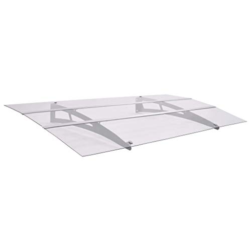 UnfadeMemory Marquesina para Puertas y Ventanas Clásico,Tejadillo de Protección,Marquesina Toldo,Láminas de Pet,Soportes de Acero (150x90cm)