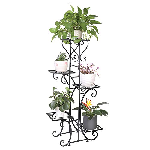 unho Estantería de Hierro para Macetas Soporte de Flores Plantas para Decoración Exterior Interior Jardín con 5 Niveles 107 x 57 x 22cm