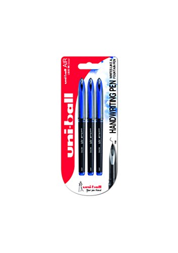 Uni-Ball UB-188-Micro Air - Pack de 3 bolígrafos, punta estilográfica, color azul