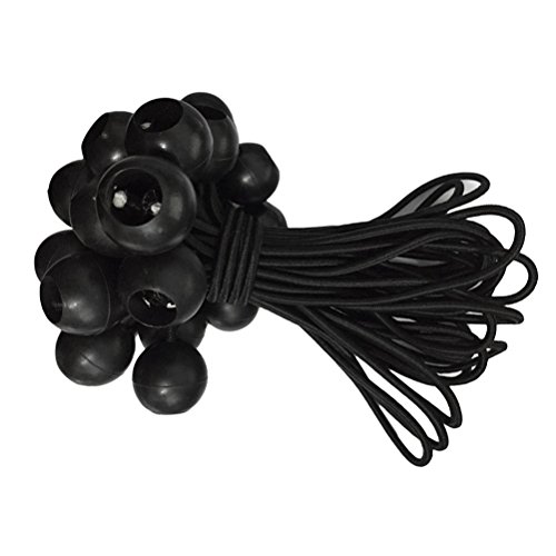 VORCOOL Cuerdas para Sujetar Lona Cuerdas para Tiendas Pabellones Cordones con Bola Élastico 12 Piezas 15cm (Negro)