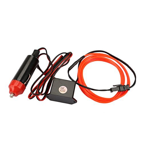 Vorcool - Tubo LED flexible El Wire con cable de contacto de potencia y controlador de decoración para el coche (rojo)