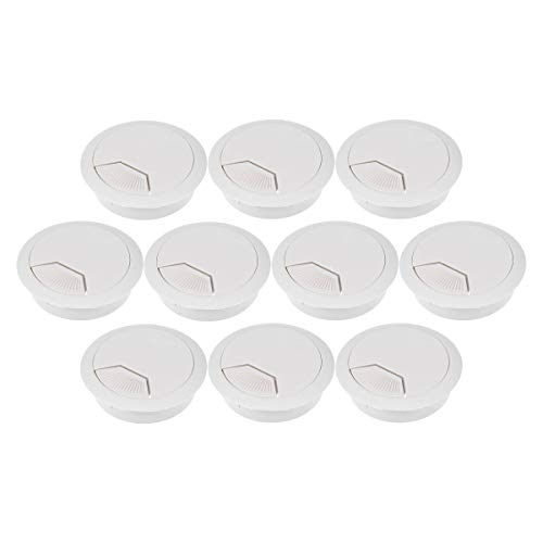 Vosarea 10 unids Pasacables mesa oficina tapa pasacables de escritorio cubierta de agujero de mesa para computadora escritorios 50mm (Gris Blanco)