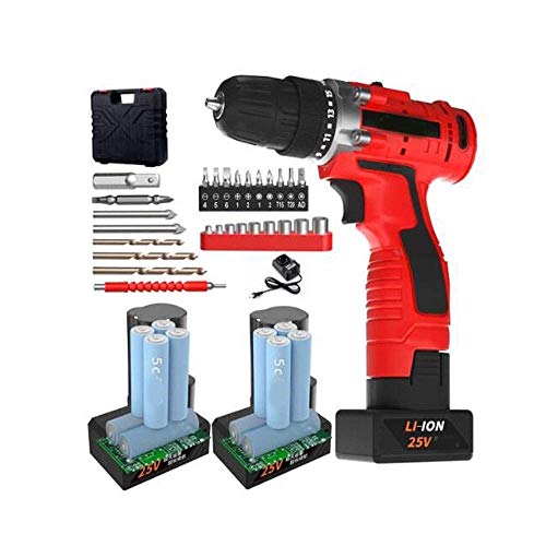 WEI-LUONG Herramientas Taladro eléctrico sin cuerda, 25V de dos velocidades Dual Drill eléctrico litio eléctrico, destornillador eléctrico, taladro eléctrico del hogar inalámbrico, Electric Tool Box S