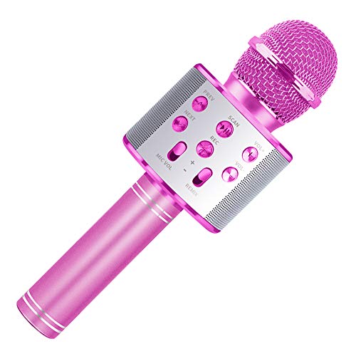 Wiwi Micrófono de Karaoke para niños, Máquina Cantante Micrófono de niña Fiesta Familiar Regalo Chica niño Niño Niño 5-13 años Regalo de niña Micrófono inalámbrico Bluetooth Micrófono Rosado