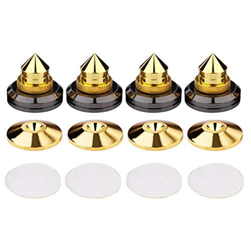 WXZQ 4pcs / Set Golden Speaker Spikes Soportes de Altavoz Subwoofer Amplificador de CD Placa giratoria Soporte de Aislamiento Pies Almohadillas de Base de Cono Oro + Negro