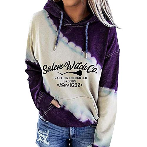 XIALIUXIA Womens Tie Dye Hoodies, Lightweight Drawstring Long Sleeve Sweatshirts Casual Warm Tops Pullover Sweatshirt,A,M