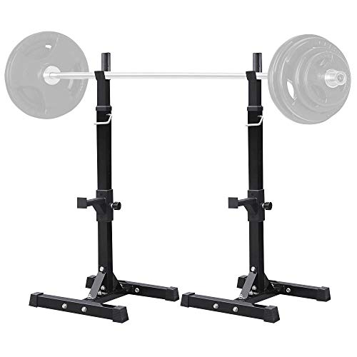 Yaheetech Soporte para Pesas Sentadillas Soporte para Discos Pesas Ajustable Estante para Barra Levantamiento Gimnasio MAX 200 KG