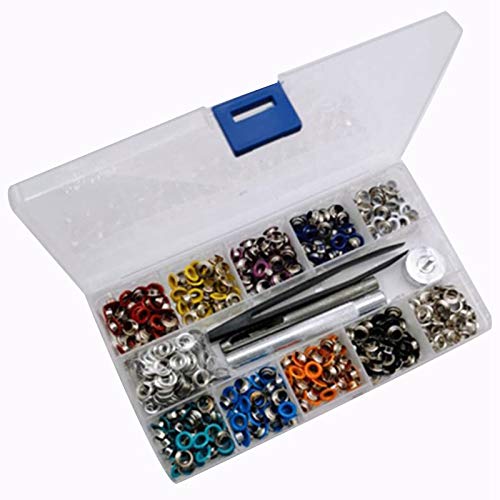 YDong 400 Juegos de Kit de Ojales Multicolores de 3/16 de Pulgada (5 Mm) Ojales de Metal con Herramientas de InstalacióN e Instructor en Caja Transparente