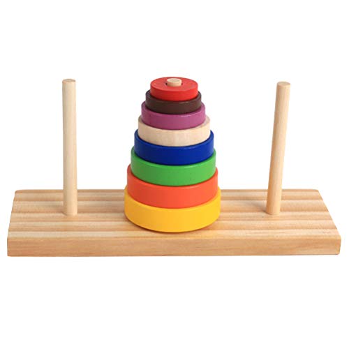 YeahiBaby 1 Juego de Rompecabezas de Madera Anillo Colorido Torre de apilamiento Juguetes educativos de Desarrollo para niños niños