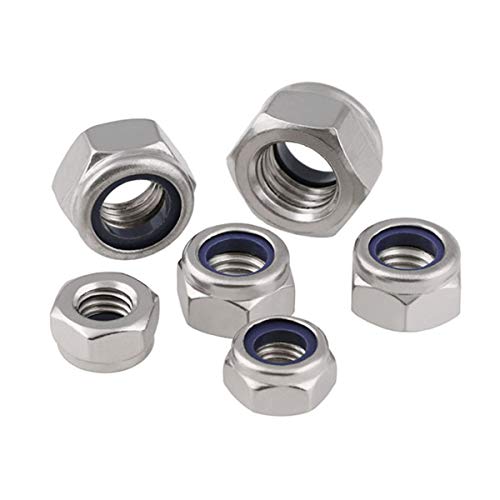 YOFASEN Tuerca de Nailon Hexagonal - M5/M6/M8/M10 Acero Inoxidable Tuercas Autoblocantes Contratuerca Tuercas de Seguridad, M8(20pcs)