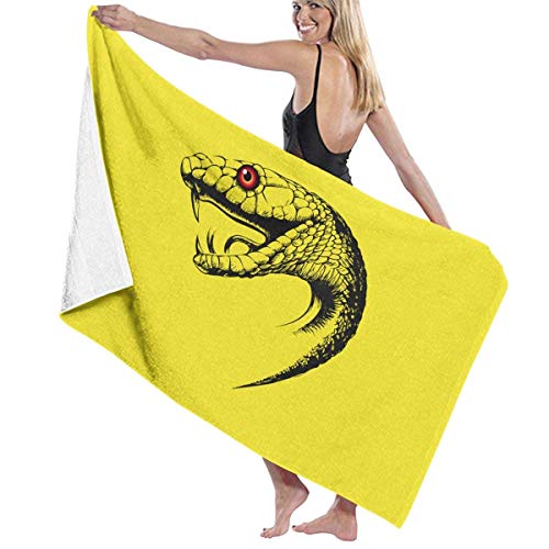 yuiytuo Toalla de baño,Juegos de Toallas Snake Head Microfiber Beach Towel Quick Dry Outdoor Swim Blanket Yoga Mat