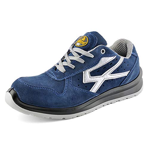 Zapatos de Seguridad para Hombres con Puntera de Fibra de Vidrio - SAFETOE 7328 Zapatillas Ultra-Ligeras Azul (Talla 40, Azul)