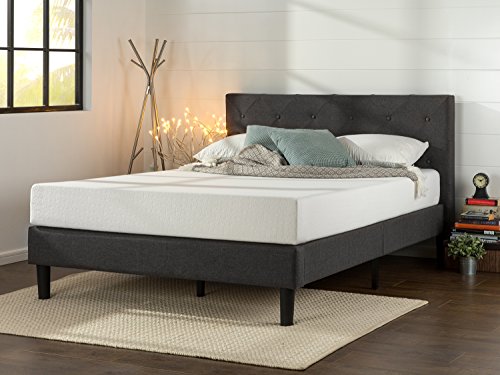 Zinus Cama de plataforma con tapizado acolchado y costuras de diamante Shalini, Camas de Plataforma, Sin necesidad de usar un somier, Sólido soporte de listones de madera, 150 x 190 cm