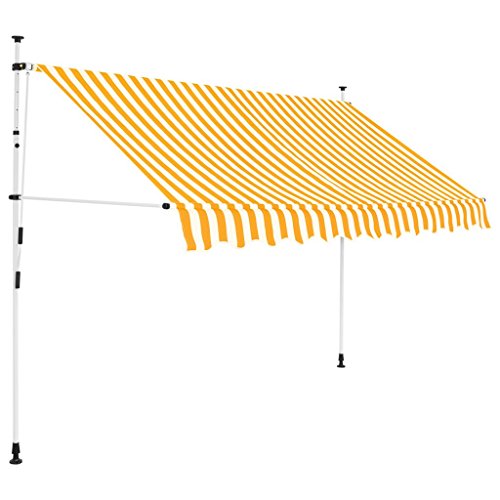 Zora Walter poliéster Toldo retráctil Mano Funciona con 250 cm Amarillo/Weib Rayas Brazo articulado Toldo Protección Solar