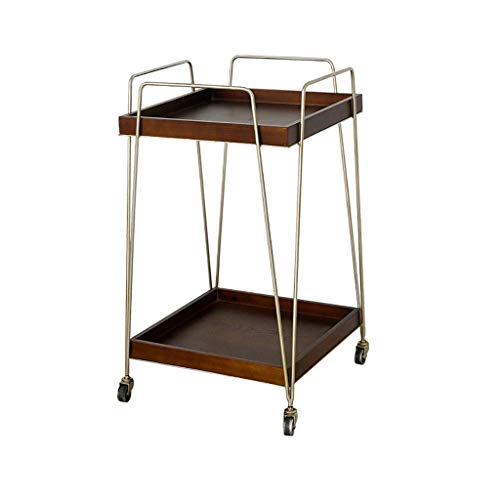 ZWWZ Trolley de Vino de 2 Niveles Carretilla de Servicio Multifuncional de Hierro móvil de Hierro móvil (Oro, 75 * 43 * 43 cm) MISU