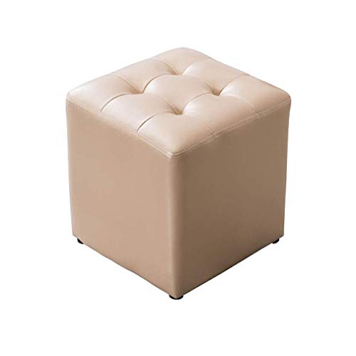 zyl Fashion Modern Cube Otomano Cuero Almohadilla de plástico Antideslizante para los pies Banco de Zapatos para el hogar Taburete de Mesa de Centro (Color: C)