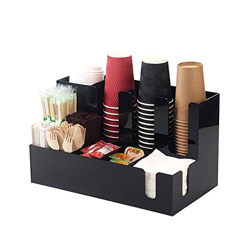 11 Compartimentos 2 Niveles Organizador De Café Condimento, Organizador De Almacenamiento De Vasos, Material Acrílico, Para Vasos De Papel, Servilletas Y Vajillas Almacenamiento, Etc.