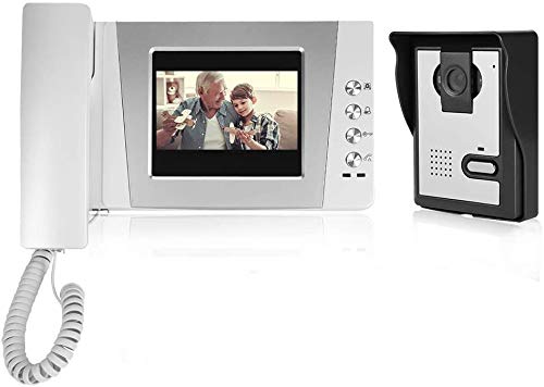 4,3 pulgadas Video Intercom - Videoportero con cable y pantalla colorida sistema de entrada de intercomunicación audio visual + Desbloqueo remoto + IR vision nocturna(EU)